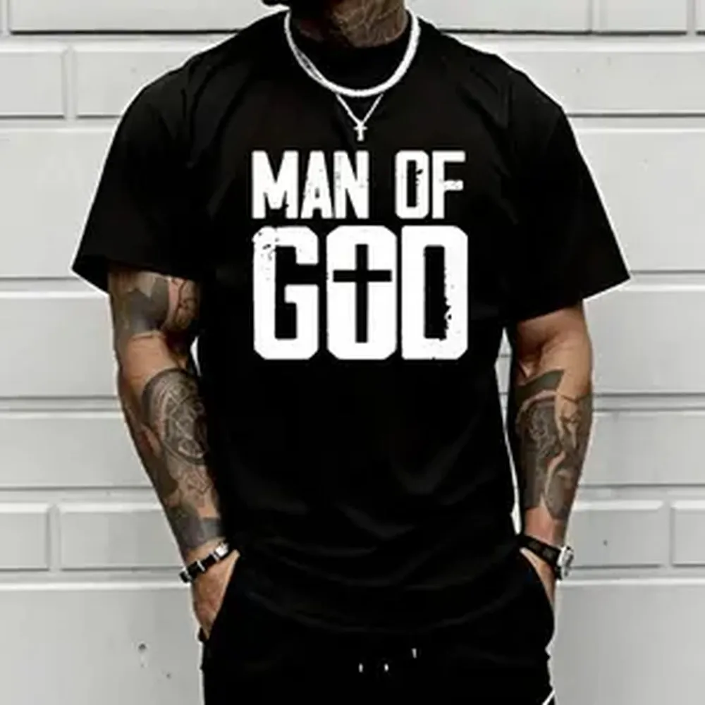 Men’s retro motivational graphic T-shirt featuring a Christian cross faith print; premium tee with an emo rock punk core vibe; heavyweight crew neck-a must-have for parties and streetwear., Plain, Shortsleeve, Menswear tiktokshopspri