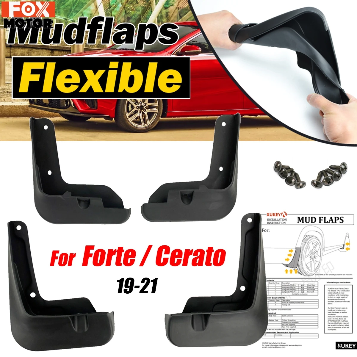 For Kia Forte K3 BD Cerato Cerato Vivro 2019 2020 2021 Mudflaps Splash Guards Flap Mudguards Car OE Styled Molded Car Mud Flaps