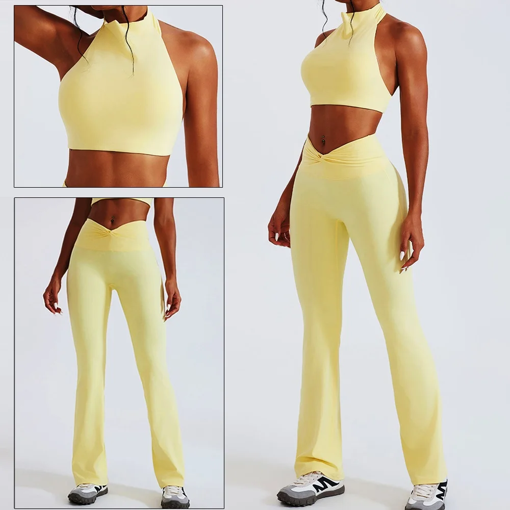 

Cloud Hide Yellow Yoga Suit Gym for Woman Fitness Set Sports Tracksuit Bra Top Pants XL Workout Pilates Outfits Running Clothes