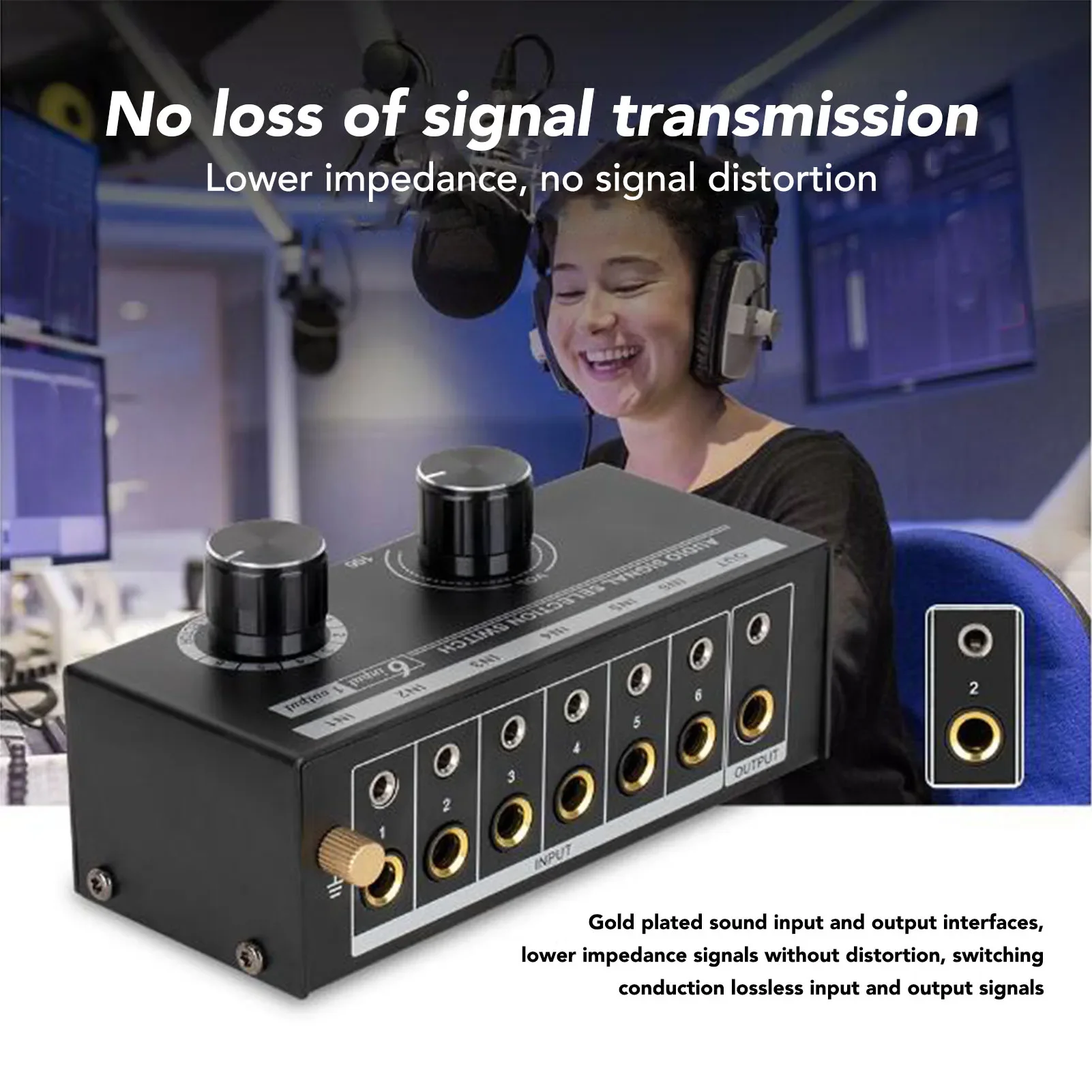3.5 mm Sound Switcher 6 Way Sound Switcher Volume Control 3.5mm 6.35mm Sound  Selector
