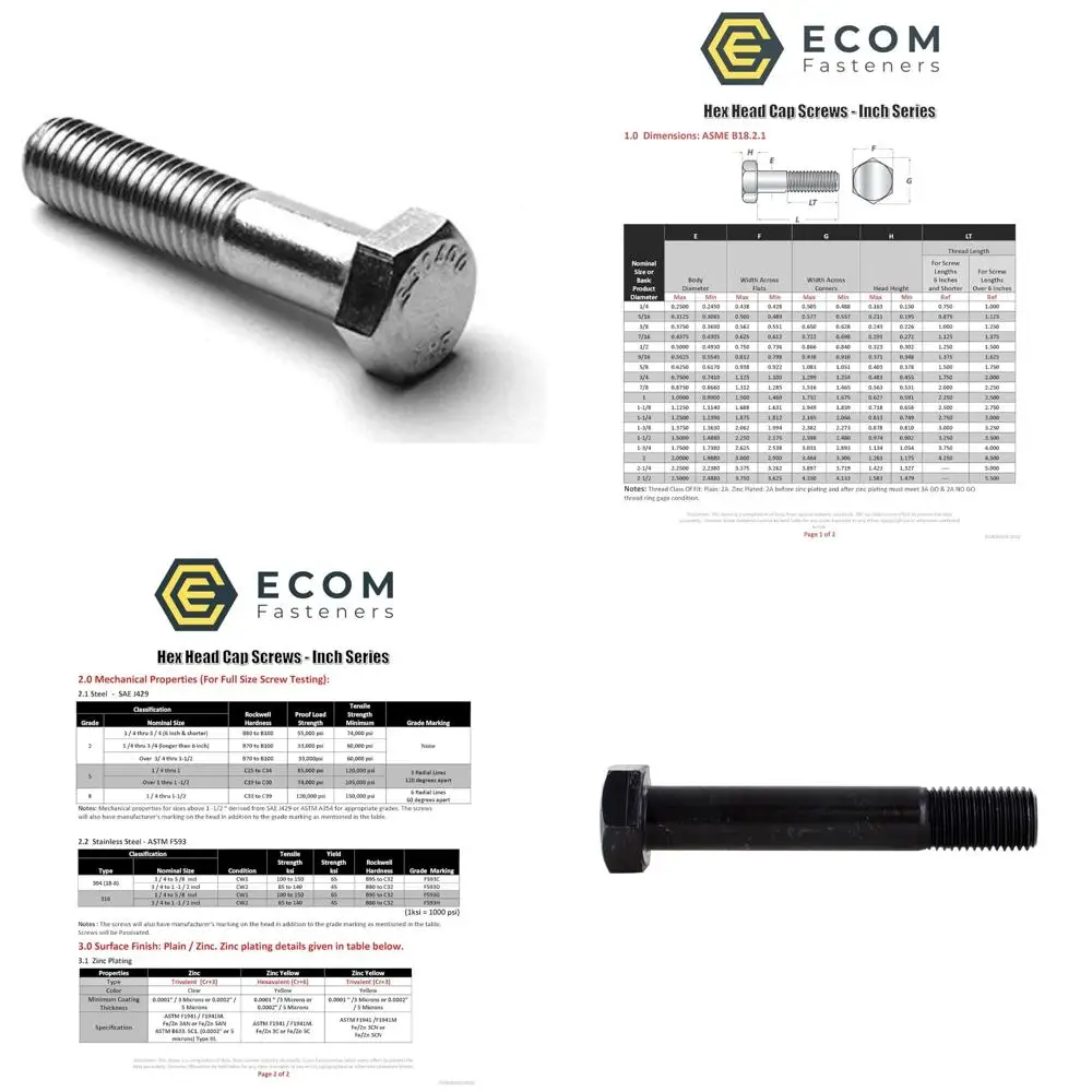 مسامير سداسية من الفولاذ المقاوم للصدأ 3/8-16 × 2-1/2 بوصة خيط خشن ملولب جزئيًا 250 عبوة
