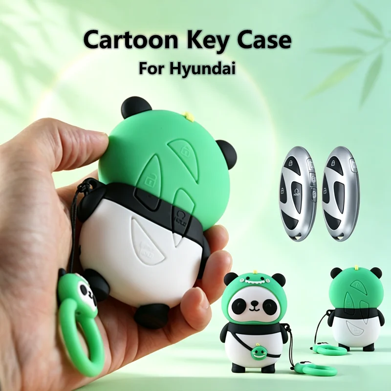 Cartoon-Panda-Stil für Hyundai IONIQ 6 New Grand Prix GN7 Kona 5 7-Tasten-Fernbedienung Autoschlüssel-Hülle Abdeckung Kein Tastendisplay – Detail 1