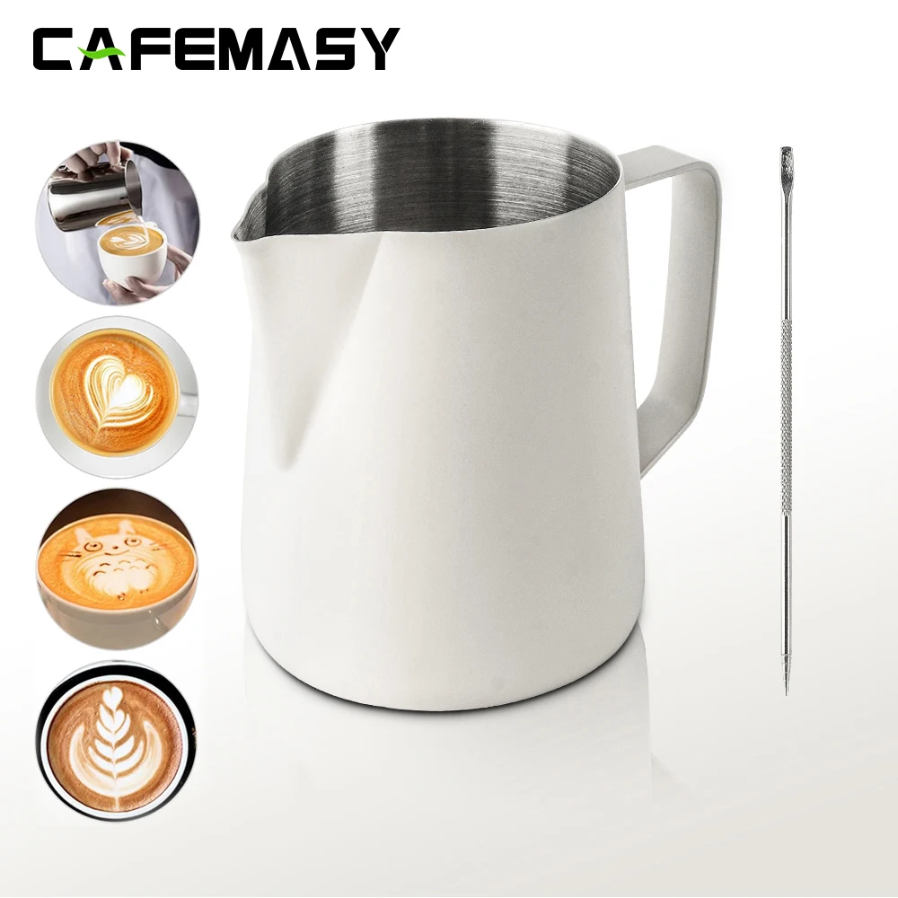 CAFEMASY 600ml Latte Coffee Cup Stainless Steel Coffee Milk Frothing Jug Espresso Cafe Accessories Latte Milk Cup Barista Tools