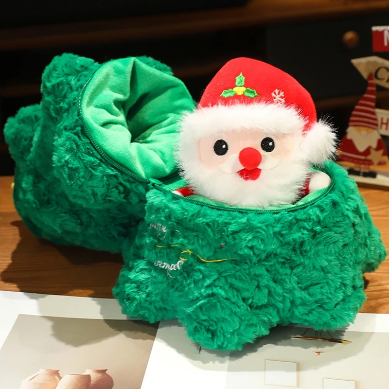 ชุดต้นคริสต์มาสคาวาอี้ ตุ๊กตาผ้าพลัฌ ของตกแต่งคริสต์มาส หมอนตุ๊กตา การ์ตูน ตุ๊กตาผ้าเนื้อนุ่ม