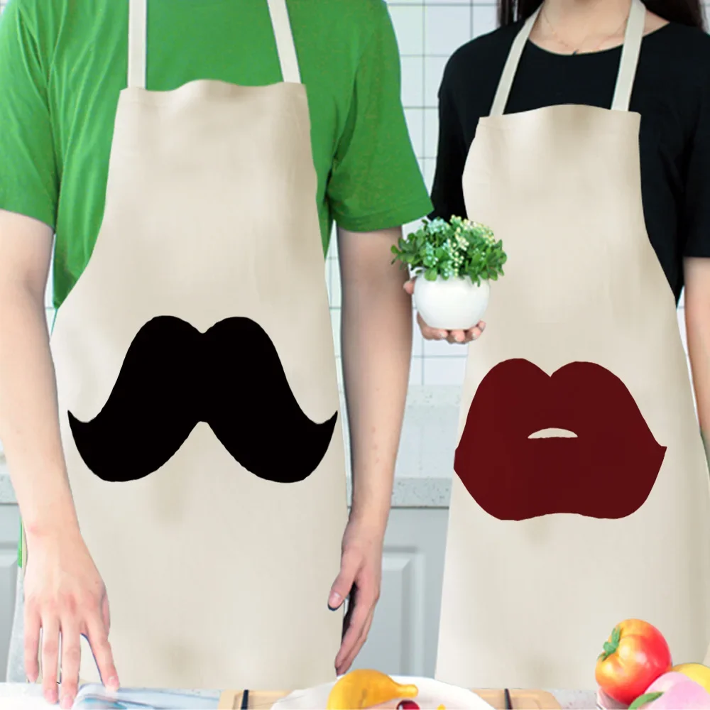 Valentine\'s Day Gifts women Couples Kitchen Aprons Unisex Party Cooking Bibs Cotton Linen Pinafore Cleaning Tools apron for men