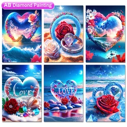 40x50cm AB Diamond Painting Embroidery Landscape Heart Love Rose Seaside Diamond Mosaic Home Decor New Collection 2023