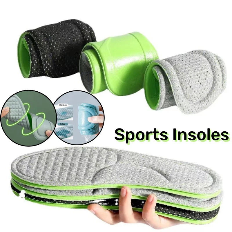 1 Pair Memory Foam Orthopedic Sports Insoles for Shoes Nano Antibacterial Deodorant Absorb-Sweat Massage Running Shoes Pad