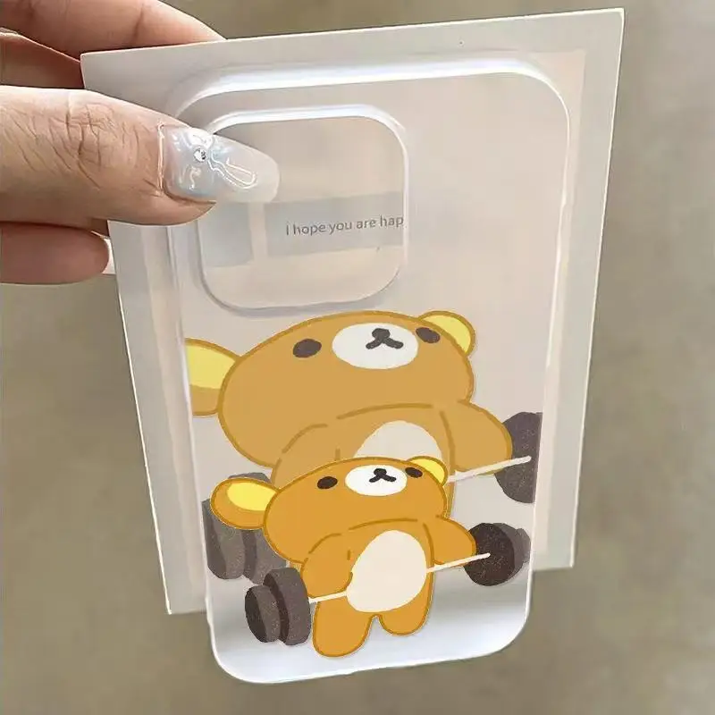 Cute weightlifting Rilakkuma soft and shockproof suitable for iPhone11 12 13 14 15 16 17pro max