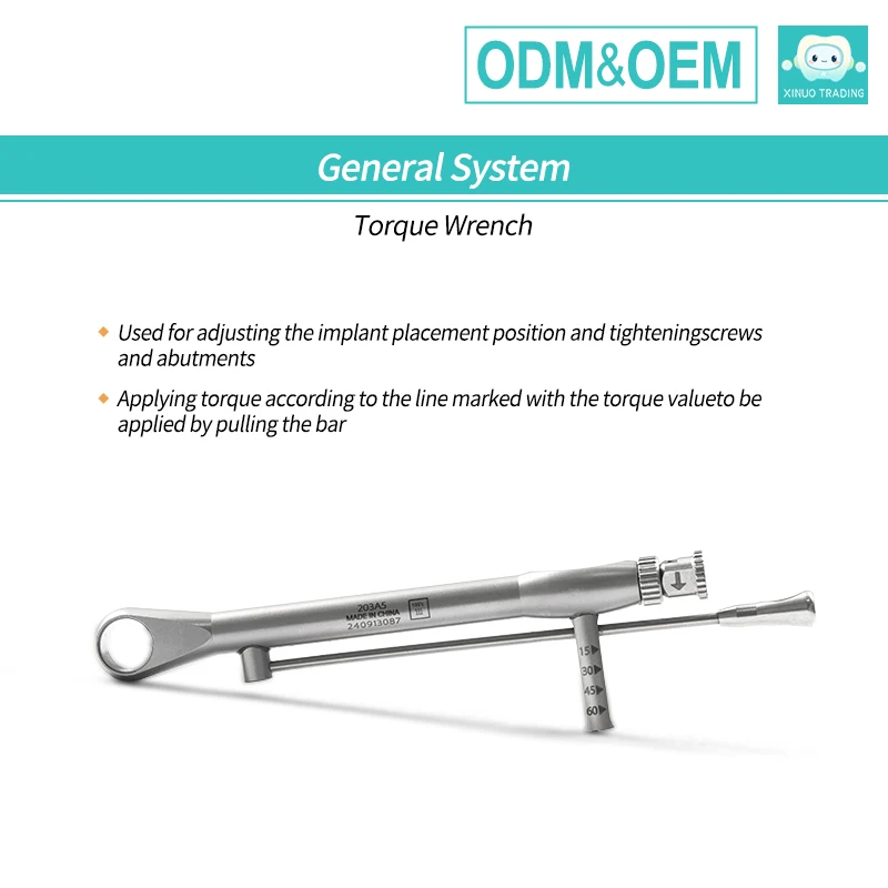 1PCS Dental Torque Wrench 10-50 Ncm Ratchet Handpiece with Contra Angle for Prosthodontics Surgery Lab 7mm Driver Factory Direct