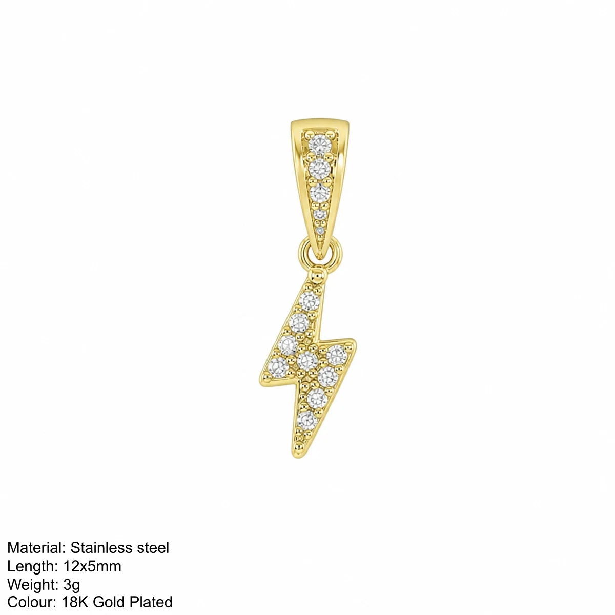  18K vergoldeter Edelstahl-Blitzanhänger mit funkelndem Zirkonia-Charm für DIY-Halskettenherstellung – Detail 5