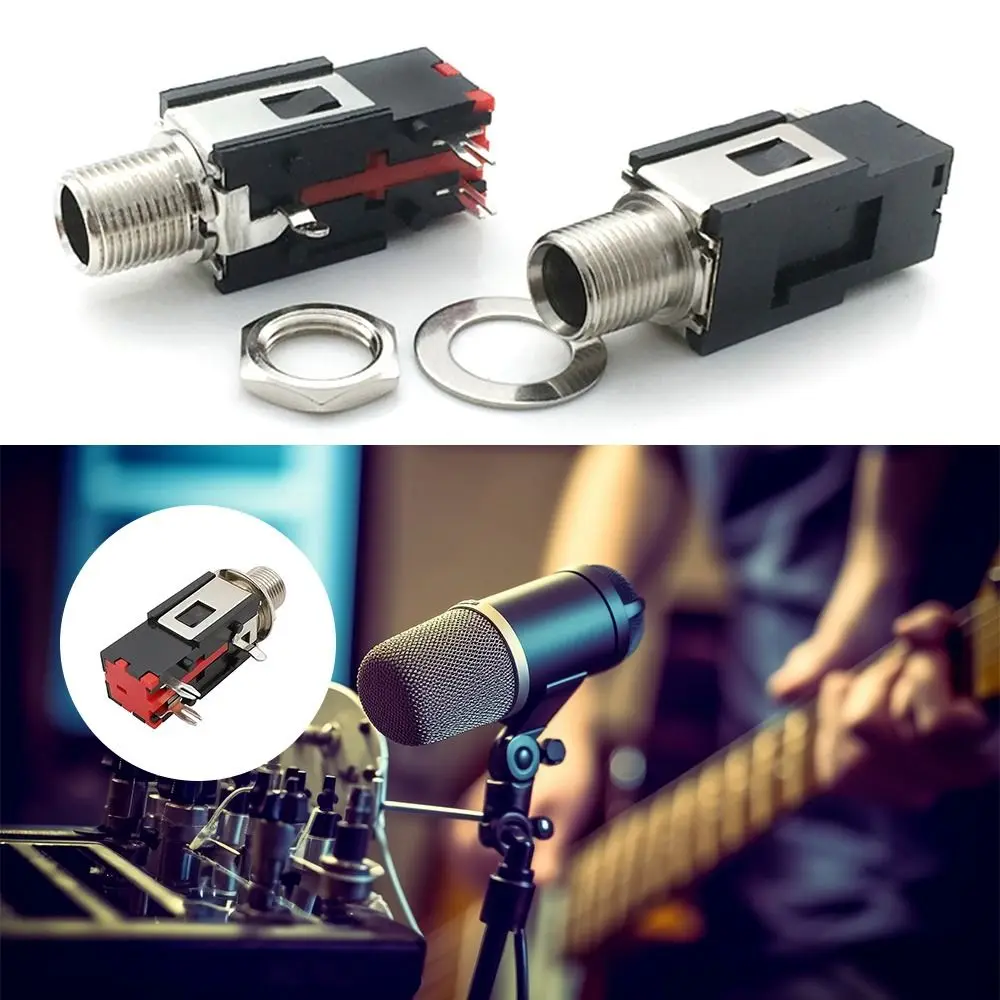Earphone Jack Socket 6.35mm Headphone Socket Mono/Stereo Thread Lock Female Jack Connector Audio Phone Female Jack 6.35 1/4 inch