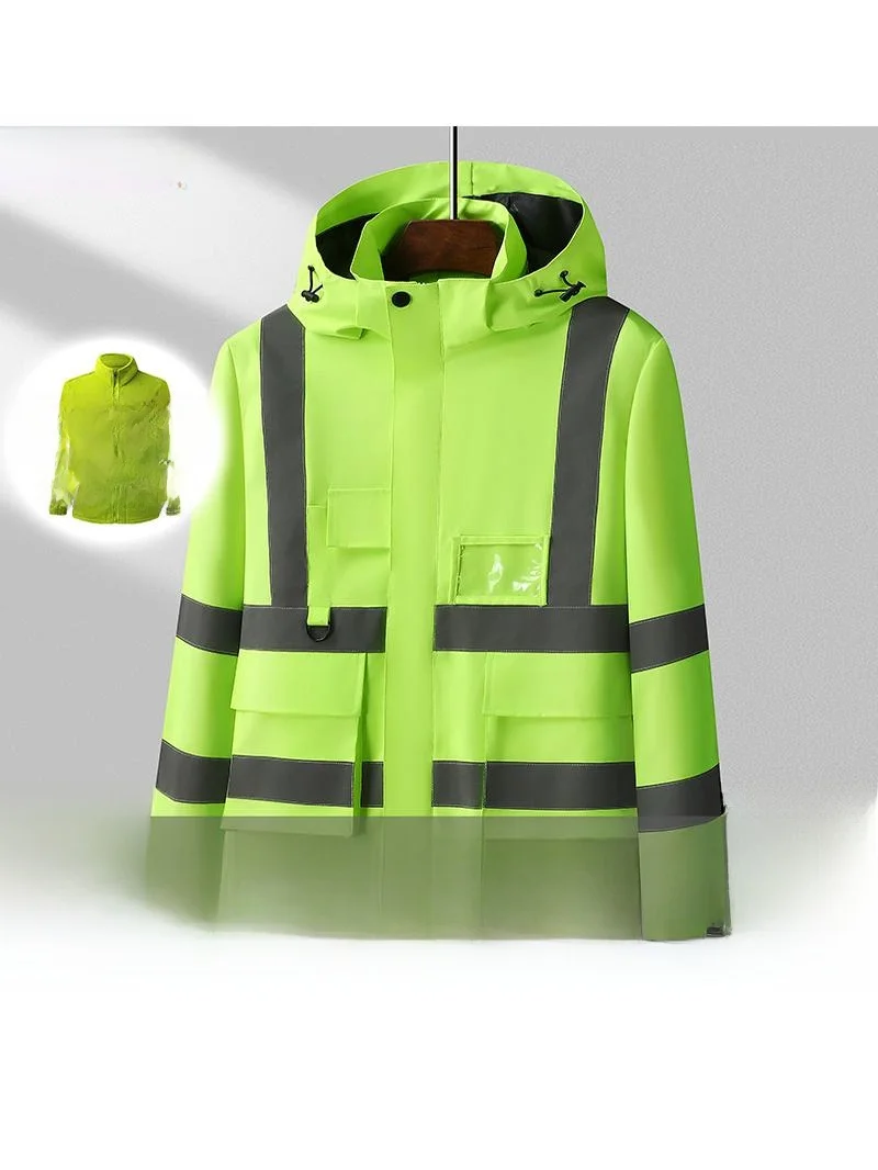 

ex Autumn Winter Fce Lined Tee-in-One Detachable Workwear Jaet Windproof Outerwear Stand Fit Busin Casual Th...