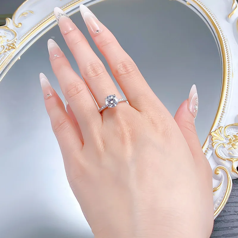 Luxury Sparkling 8mm 2 Carat Moissanite Everyday Women's Ring - Daily Wear 925 Sterling Silver Jewelry Gift