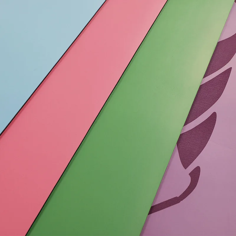 Custom Printed 1/4 Thick Green PU Yoga Mat with Non-Slip Feature Natural Rubber Pilates Mat with Logo Exercise Equipment