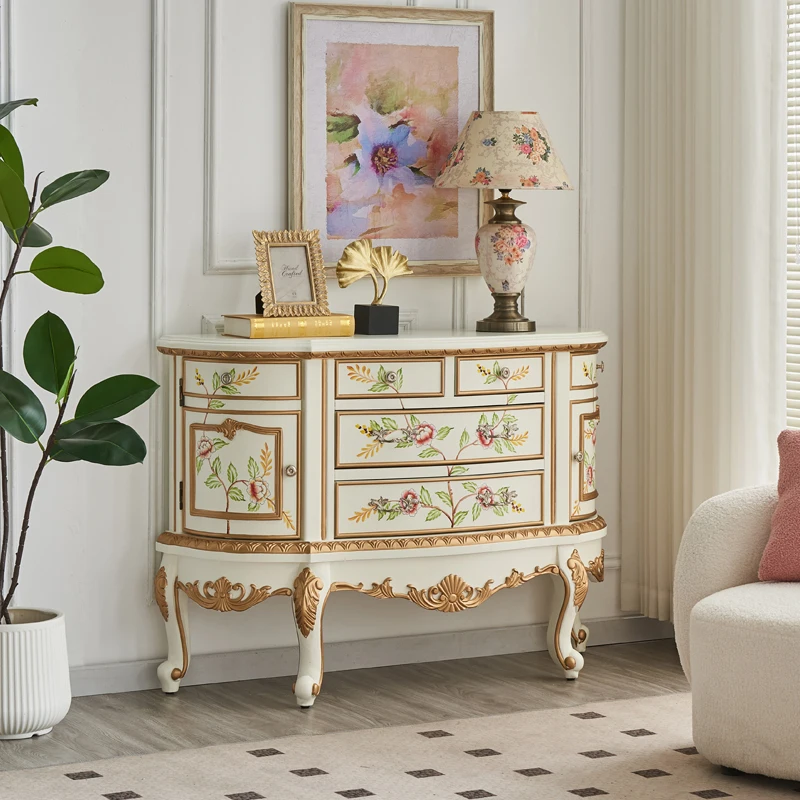 

European and American French painted engraved entrance cabinet side cabinet