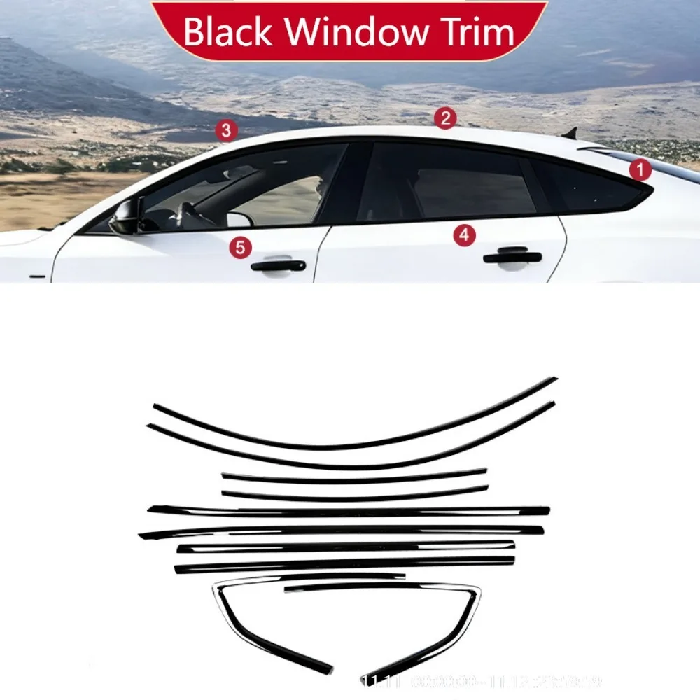 

For Audi A5 2009-2025 Year Windows Trim Chrome Black Warrior Style Molding Body Kit Accessories