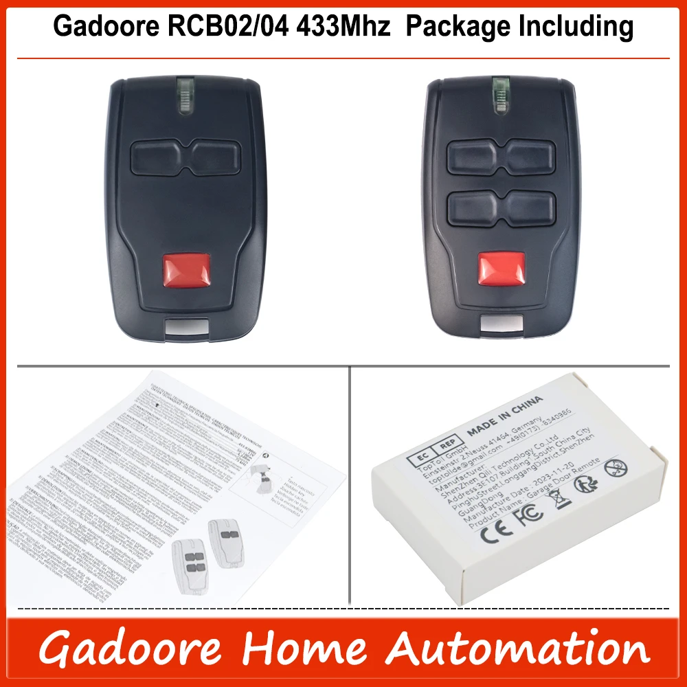 Gadoore Mitto B RCB02 BFT 433Mhz Controle remoto para porta de garagem compatível com frequência 433Mhz BFT Mitto 2 B RCB02 RCB04 Controle de garagem