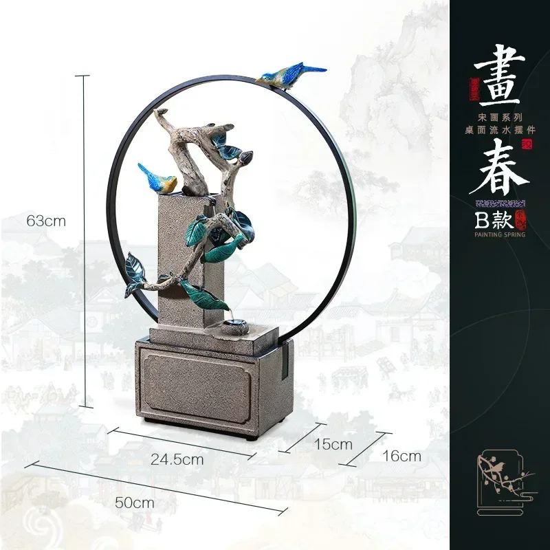 Montaña Artificial y fuente, decoración de paisaje acuático, planta bonsái, humidificador, mueble de TV, escritorio