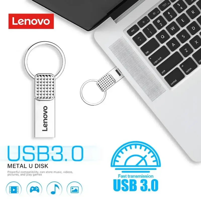 Lenovo-防水金属製フラッシュドライブ,USB 3.0,高速ペンドライブ,フラッシュドライブ,メモリディスク2テラバイト,1テラバイト,512GB