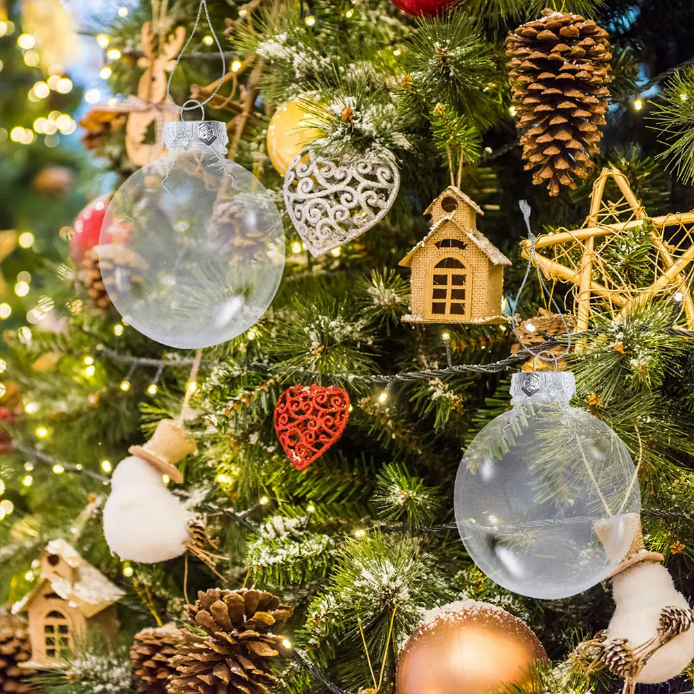 

24 Pcs Christmas Decoration Ball Plastic Flat Ornaments Round Balls Clear Globe