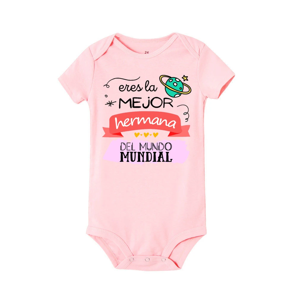 بدلة رومبير للأطفال مطبوعة بأكمام قصيرة من You Are The Best Sister/Brother في العالم بالكامل، بدلة مضحكة لحديثي الولادة للجنسين