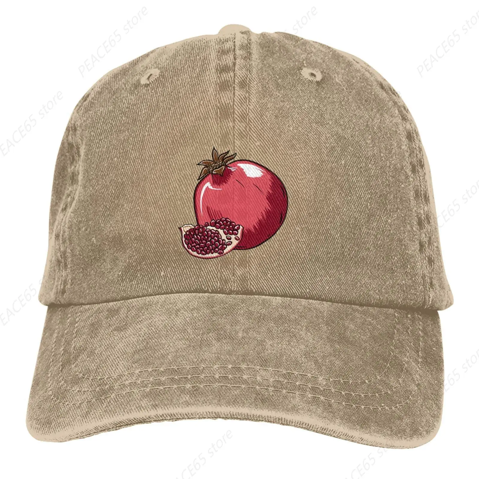 Fruit Pomegranate Denim Cap Golf Dad Hat Adjustable Original Simple Design Hat Men Women