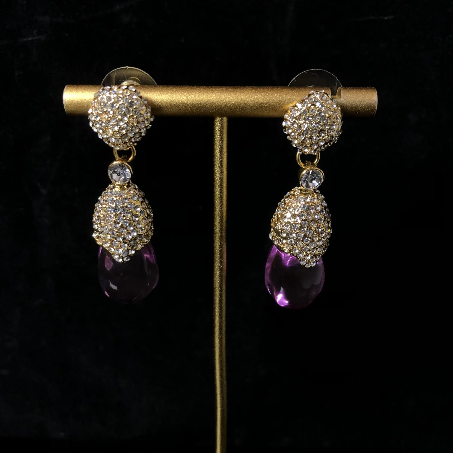 

Ретро-дизайн, фиолетовый кулон, украшенный бриллиантами, ювелирные изделия для женщин