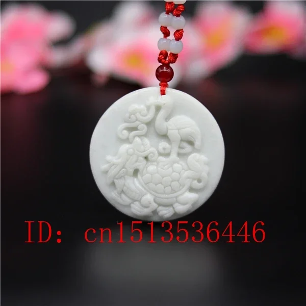 Natural White Jade Carved Lucky Dragon turtle  Pendant Chinese Necklace Charm Jewellery Fashion Amulet Luck Gifts Man Women