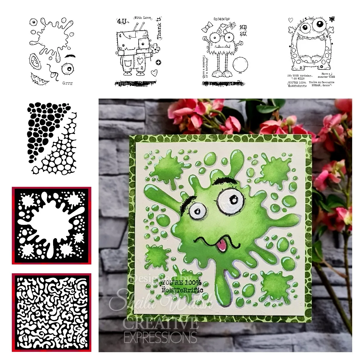 Scrapbooking & Stamping Huge Monster Clear Stamps for Journaling Stencil for DIY Greeting Card Scrapbook Layered Stencils