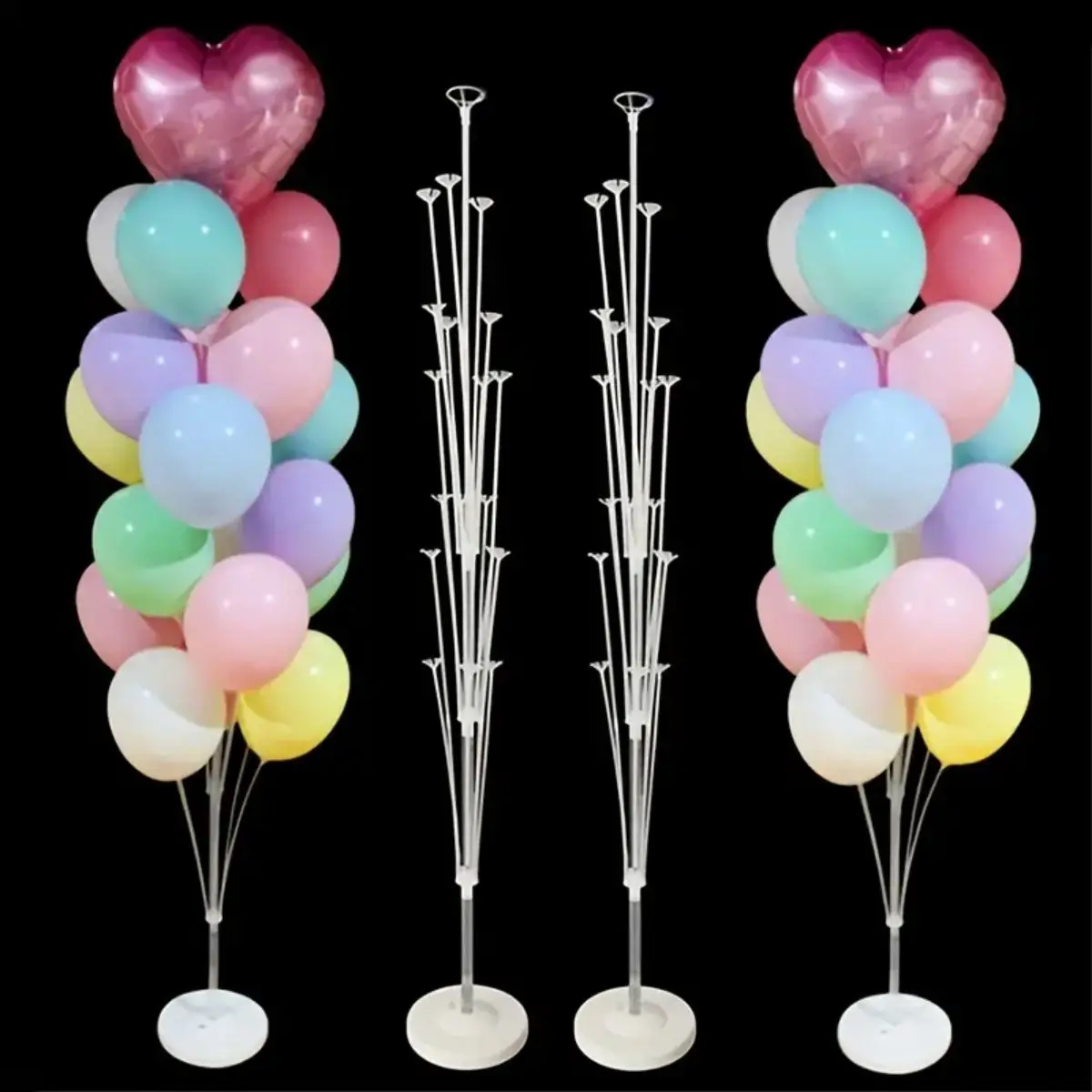 Kit de soporte para globos de cumpleaños, soporte para arco de globos reutilizable con base y poste para decoraciones para fiestas de bebés, cumpleaños y bodas