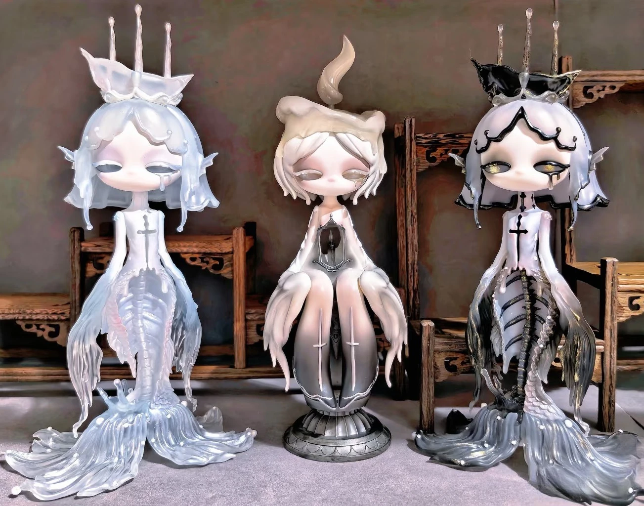 

Коллекция двойного медведя, винтажная фигурка куклы, кукла Лолита, готическая мода для девочек, дизайнерские игрушки, подарочная коробка, художественная коллекция игрушек, украшение