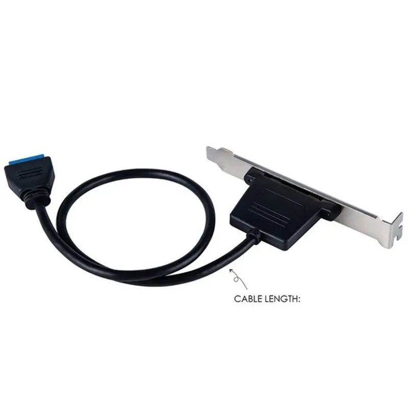 A93PHOT! Front Panel Header USB 3.0 19/20 Pin Male To 2 USB-C Female Chassis Back Panel Extension Cable With Mounting Bracket Po