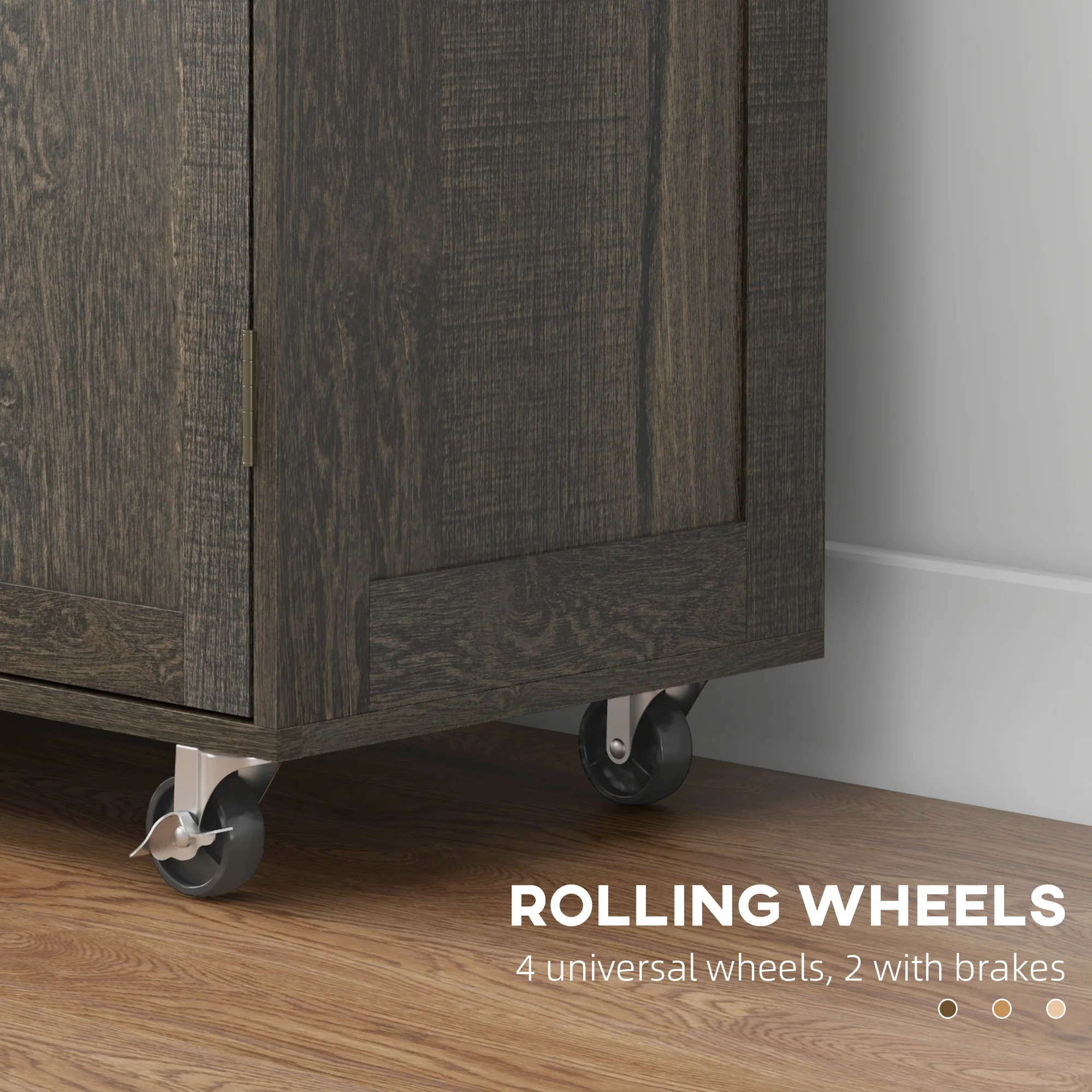 Kitchen Island on Wheels, Utility Serving Cart with Drawer Cabinets image 4