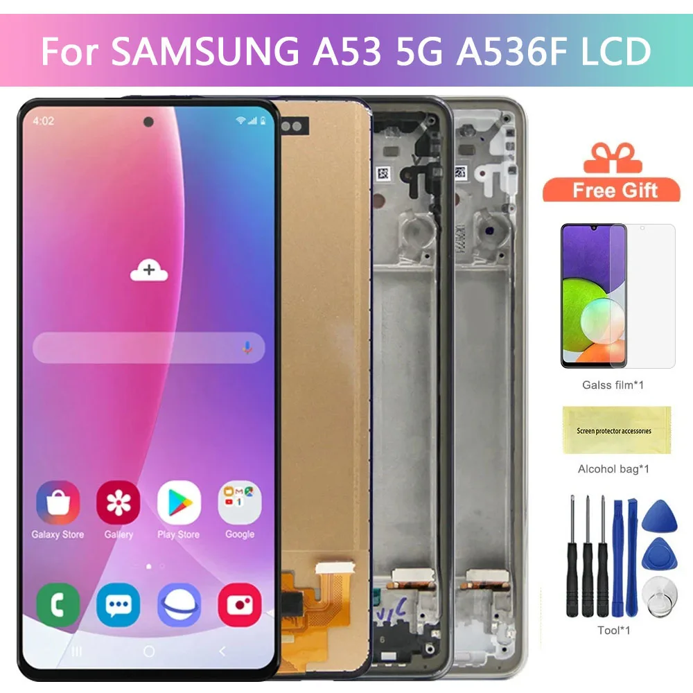 6.5\'\' tft A53 5G Screen Replacement with Frame, for Samsung Galaxy A53 5G A536 A536B A5360 Lcd Display Digital Touch Screen