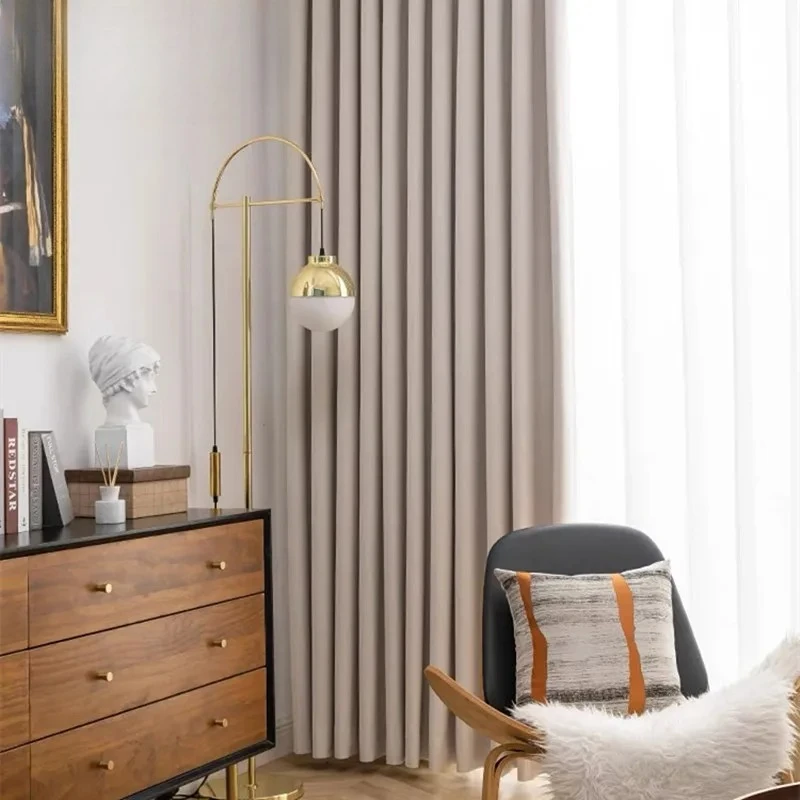 

Custom Size Shading Modern Bamboo Linen Like Blackout Window Beige Shades Grey Drapers Curtains for Living Room Bedroom Dining