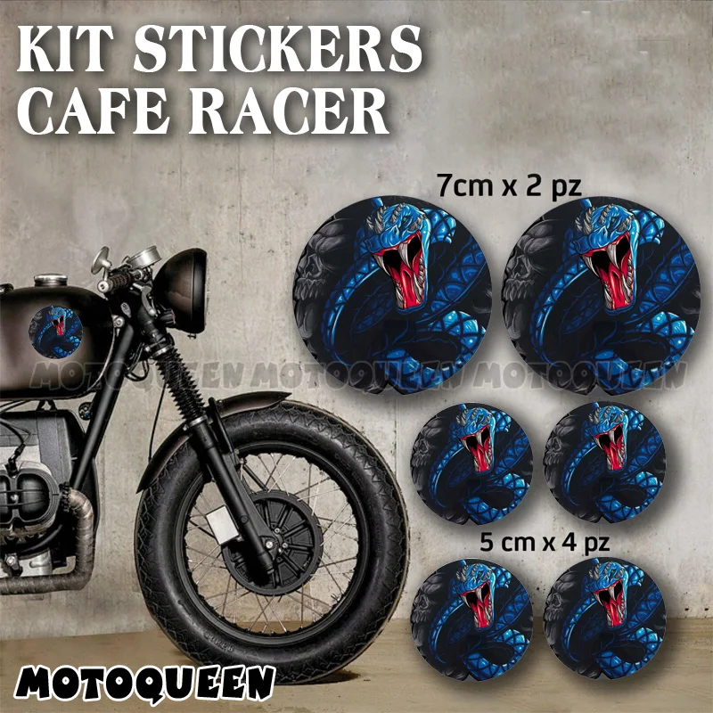 Motorcycle Tank Pad Windshield Helmet Side Cover Box Trunk Cobra Snake Decals Kit Set Stickers for Retro Car Motorbike Rider