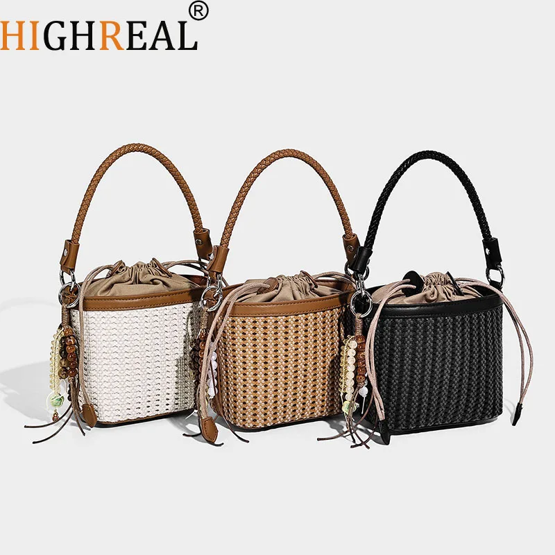 Vintage Exquisite Women's Wallet Woven Shoulder Bag Canvas Inner Bag Travel Organizer Daily Commuting Storage Box