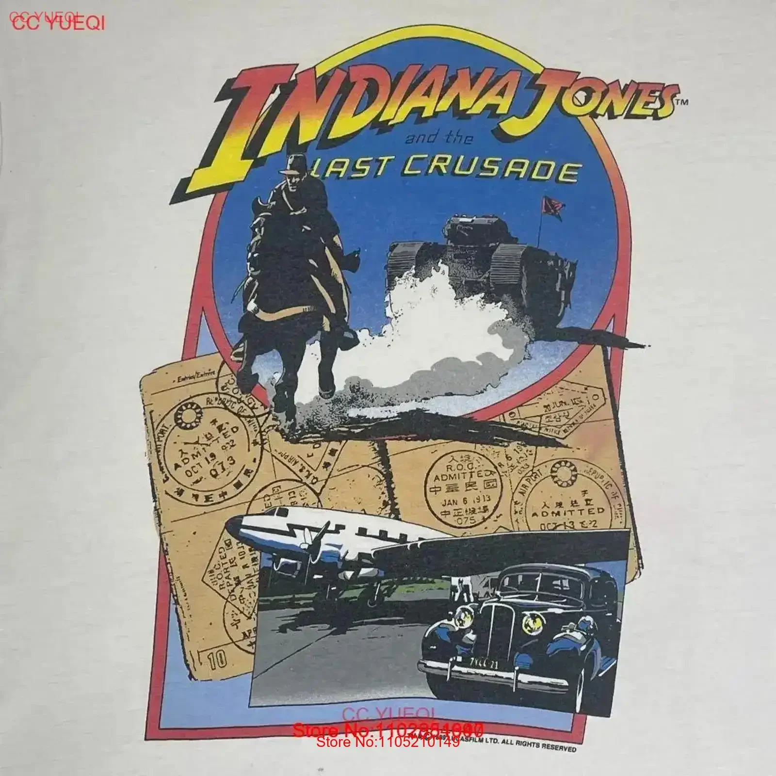 Indiana Jones Camiseta The Last Crusade 1989 Película No yp916 vintage Lavado Cómodo Ropa de diseñador suave Unisex Versátil