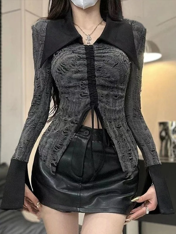 

Женская приталенная футболка весна 2026 с асимметричным подолом, V-образным вырезом, дышащая, комфортная, повседневная, специальный цвет, блок-принт...