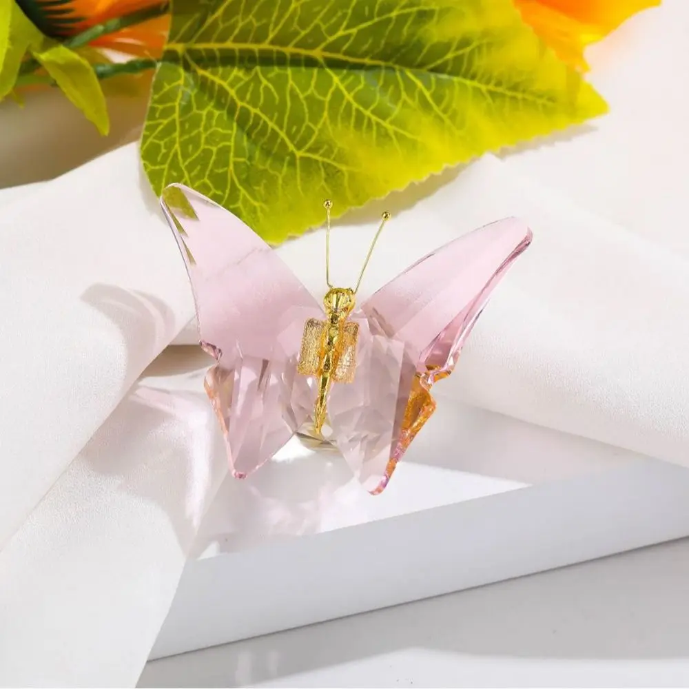 Transparent Crystal Butterfly Statue Color Butterfly Shimmering Finish Clear Butterfly Sculpture Elegant Glass Base