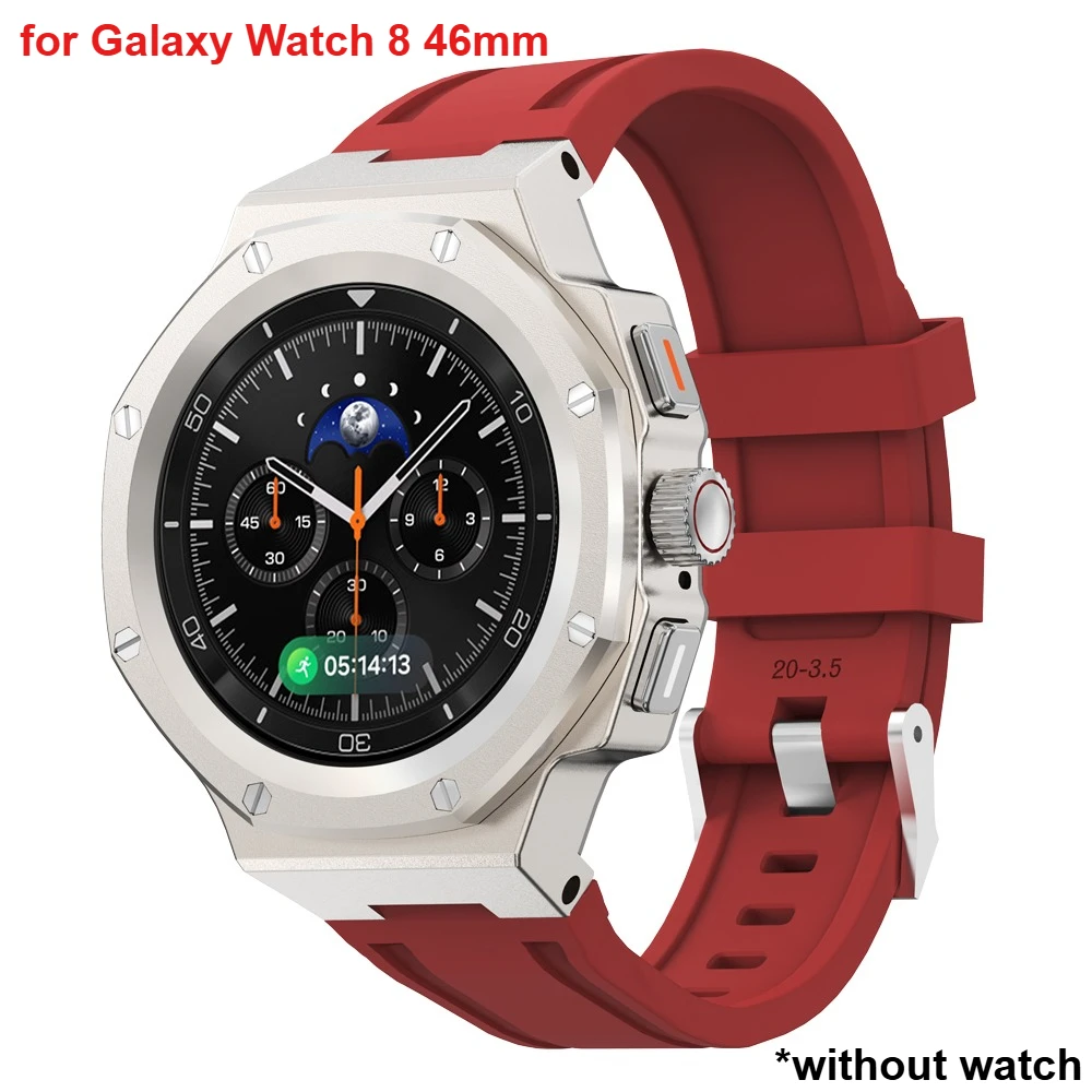 Luxe Mod Kit Voor Samsung Galaxy Horloge 8/8 Classic 40/44/46mm Legering Metalen behuizing Siliconen Band Volledige Cover Bescherming Band Set