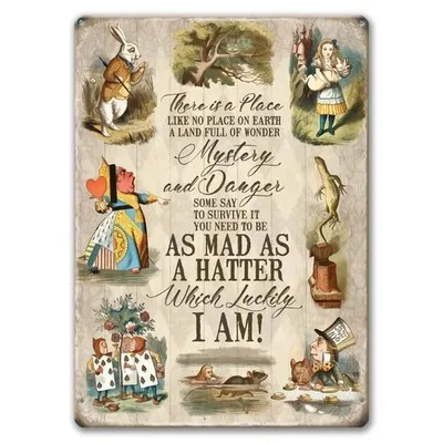 Alice in Wonderland Poster, Vintage Metal Tin Sign There is a Place Quotes De... Metal Sign