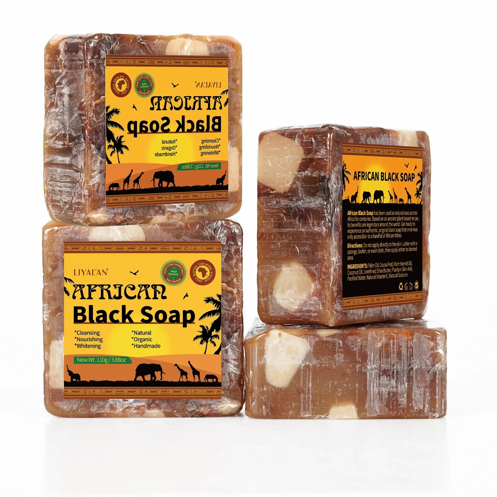 New Black Soap Facial Lightening African Soap for Black Skin Magic Anti Taches Face Bath Whitening Nourish Clean Acne Treatment