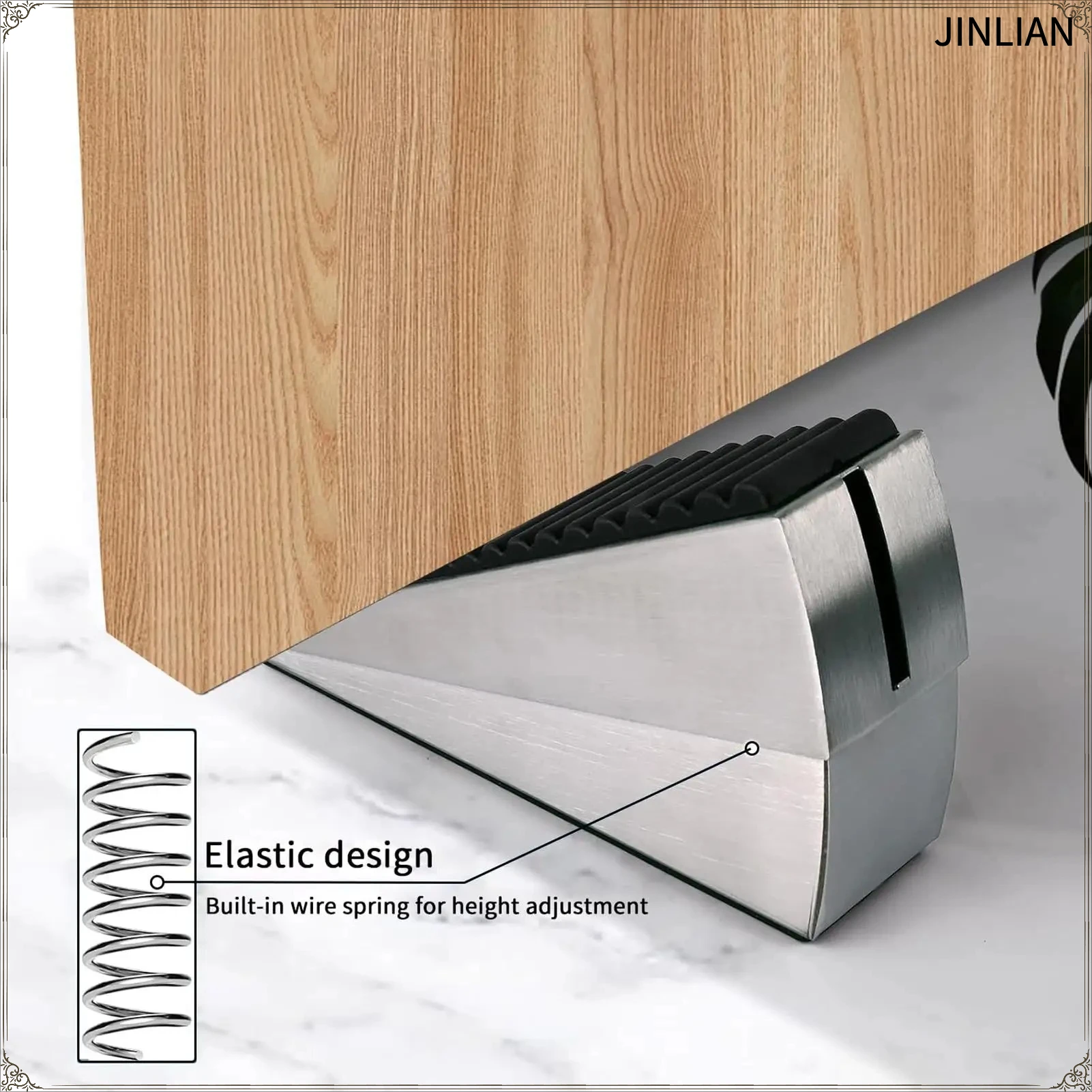 Heavy Duty Door Stopper Adjustable Spring Loaded Wedge Flexible for Bottom of Door Tall Non-Slip Door Stop for Home Office