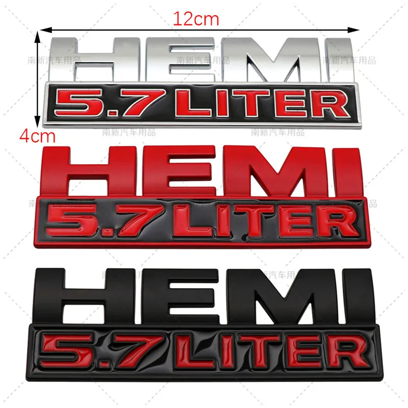 Metal Hemi 5.7 Liter Logo Badge Emblem Rear Trunk Decal Car Stickers For Dodge Charger Dart Durango Caliber Journey Accessories