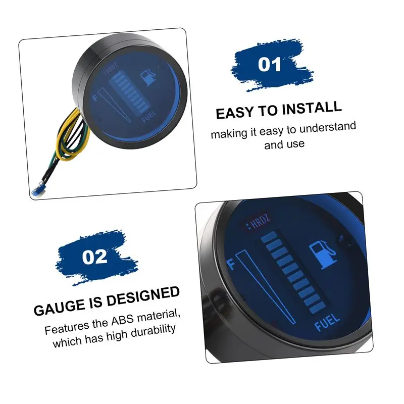 24V 2 Inch 52Mm Universal Car Motorcycle Fuel Level Meter Gauge LED Light Display Fuel Tank Gauge Boat Truck RV-ABQF view 2