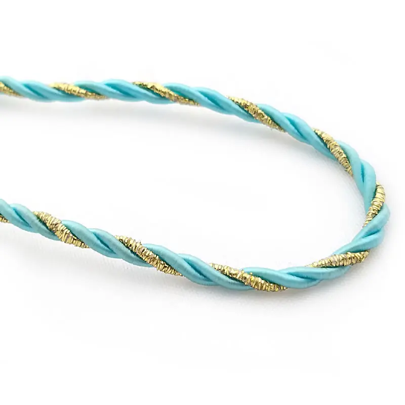 3MM 4MM 5MM Gold Color Thread and Color Polyester Three Strands Twisted Rope Cords Diy Jewelry Findings Accessories