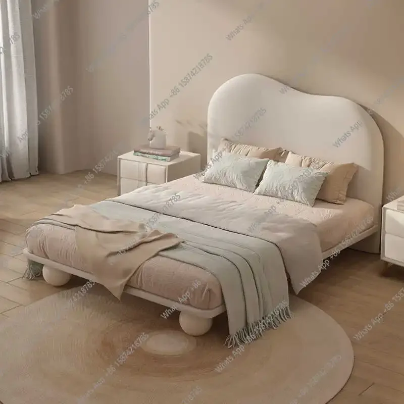 C Simple Children's Princess Bed Solid Wood Ball Foot Fabric Single Bed Modern Small Apartment Flush Edge Bed Removable And Wash