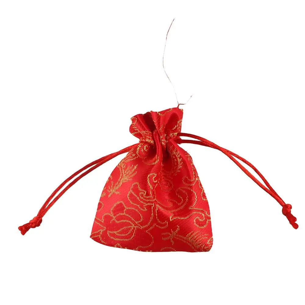 Dragon Embroidery Flower Drawstring Bag Storage Bag Large Capacity Small Coin Purse Wallet Animal Candy Bag Festive Sugar Bag