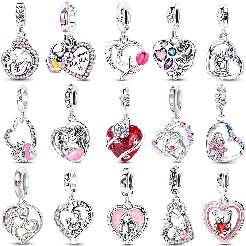 

925 Sterling Silver Charm Beads Forever Love Heart Sister Family Life Charms Dangle For Original Bracelet DIY Women Jewelry Gift